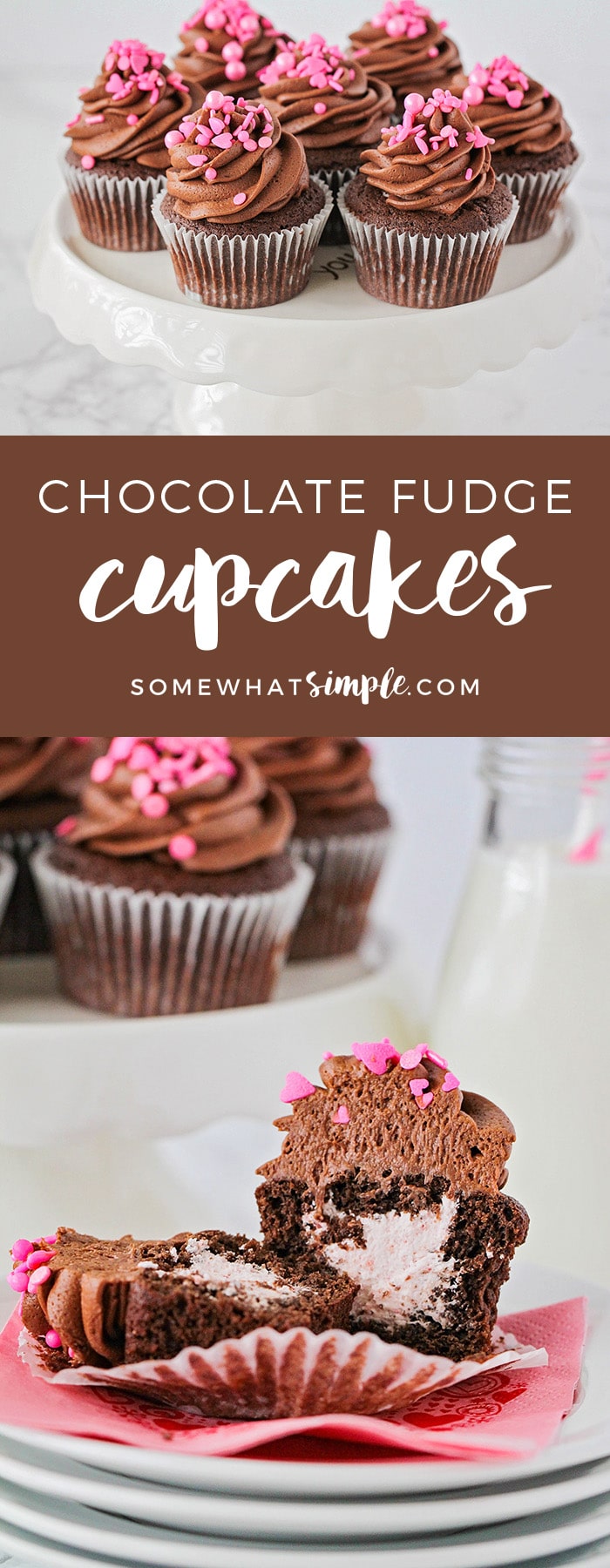 These delicious chocolate fudge cupcakes just might change the way you make cupcakes forever!!! via @somewhatsimple