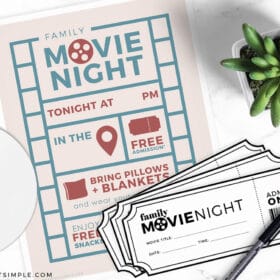 family movie night invitations and tickets