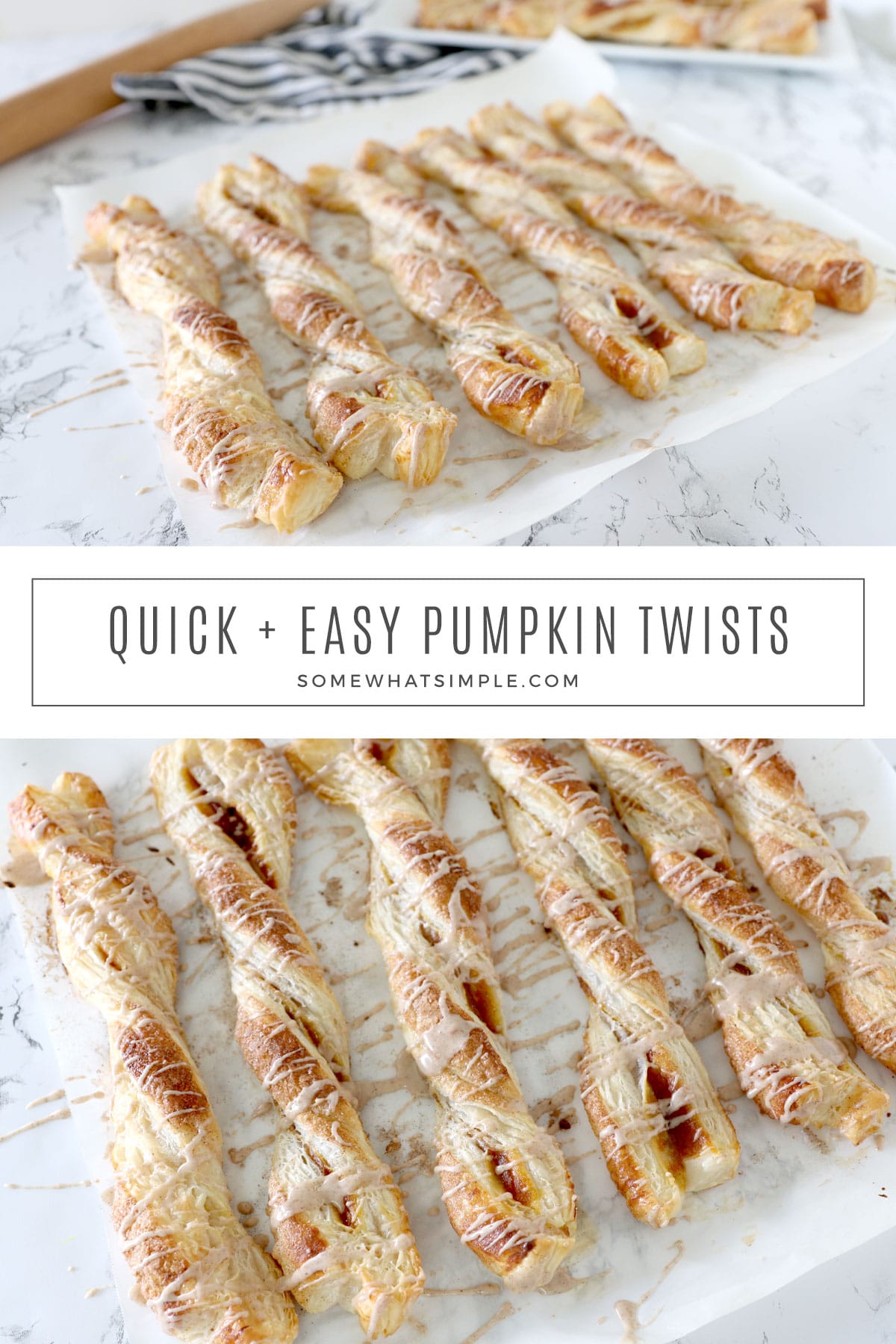 Pumpkin Pie Twists are a delicious treat that has all the flavors you love in a pumpkin pie! Plus they're super easy to make! via @somewhatsimple