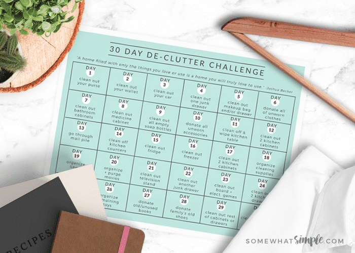 a 30 day decluttering challenge printable calendar