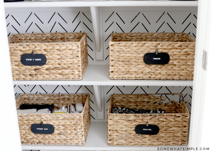 baskets with labels