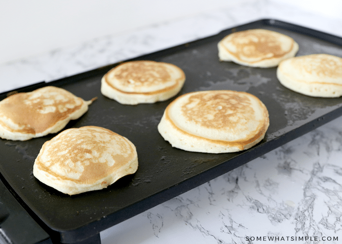 homemade pancakes on a griddle