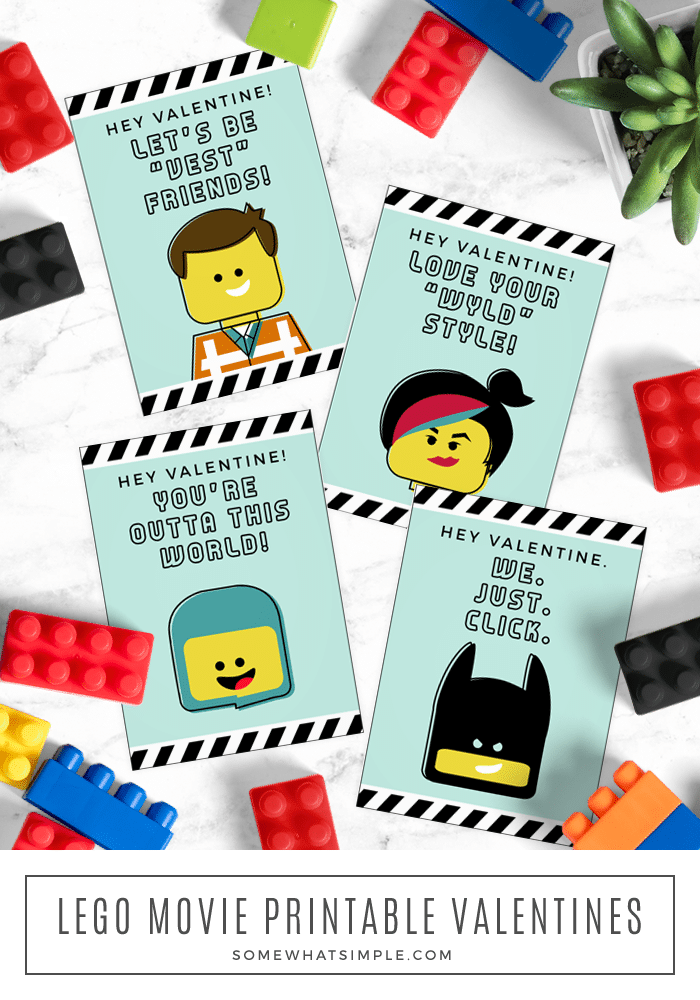 Love the Lego movies? Then you'll LOVE these adorable Lego Valentine Cards!! #legos #legomovies #legovalentines #valentinesday via @somewhatsimple